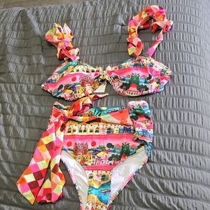 Colorful Patterned Bikini Set Sz Xl Nwt